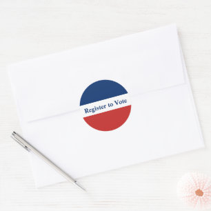 Sticker Rond Inscrivez-vous pour voter Red White and Blue Strip