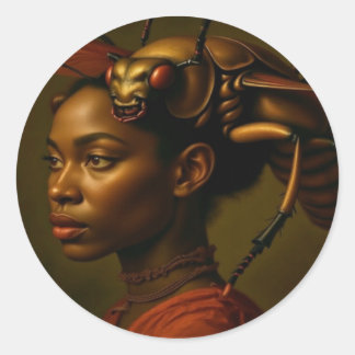 Sticker Rond Insecte Effrayant Belle Dame