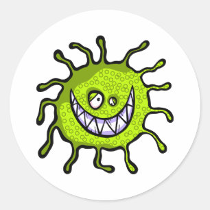 Sticker Rond Insecte Toothy vert d'allergie de bactéries