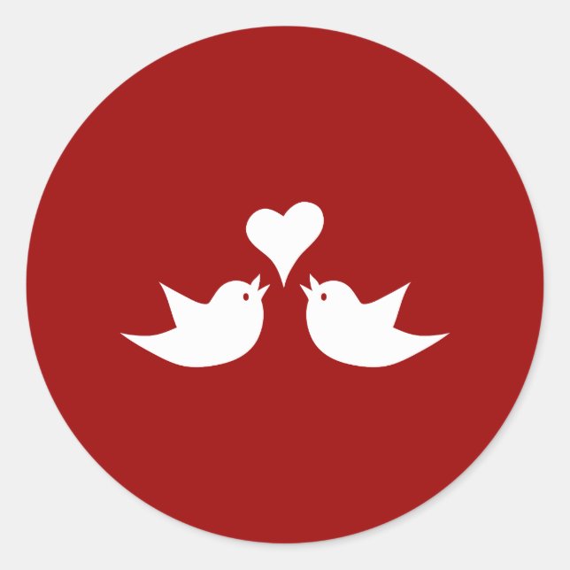 Sticker Rond Inséparables avec Mariage cardiaque (Devant)