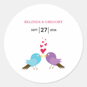 Sticker Rond Inséparables et Mariages de coeur