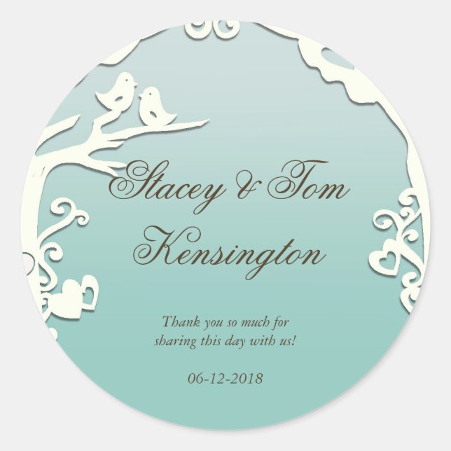 Sticker Rond Inséparables Forever sur Pastel Ocean Blue (Devant)