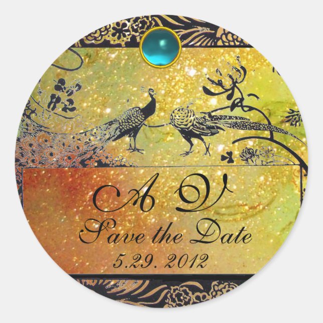 Sticker Rond INSÉPARABLES mariages MONOGRAM noir blanc rouge ja (Devant)