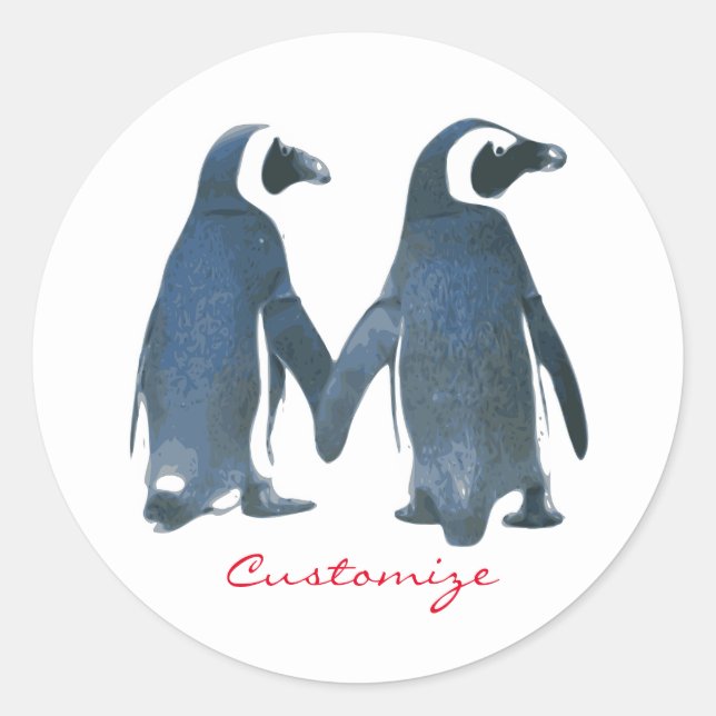 Sticker Rond Inséparables Penguin Couple Thunder_Cove (Devant)