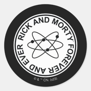Sticker Rond Insigne atomique Rick et Morty pour toujours et ja
