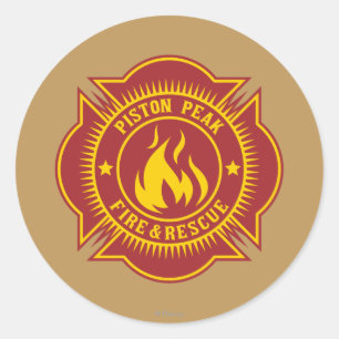 Sticker Rond Insigne de feu et de Secourt Piston Peak