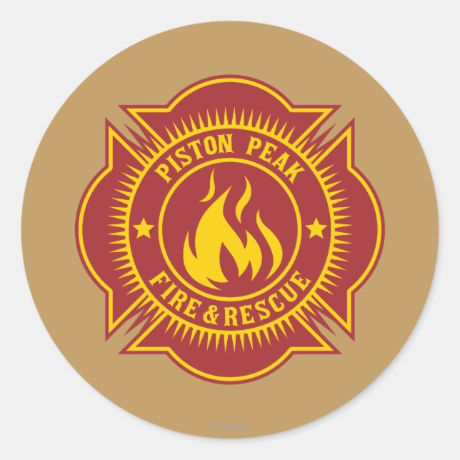 Sticker Rond Insigne de feu et de Secourt Piston Peak (Devant)