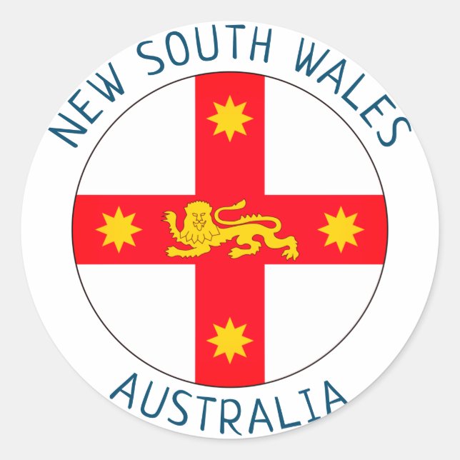 Sticker Rond Insigne de la Nouvelle-Galles du Sud, Australie (Devant)