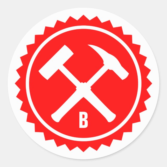 Sticker Rond Insigne de marteau de roche (initial unique) (Devant)