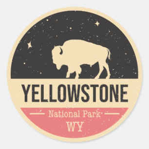 Sticker Rond Insigne de parc national de Yellowstone