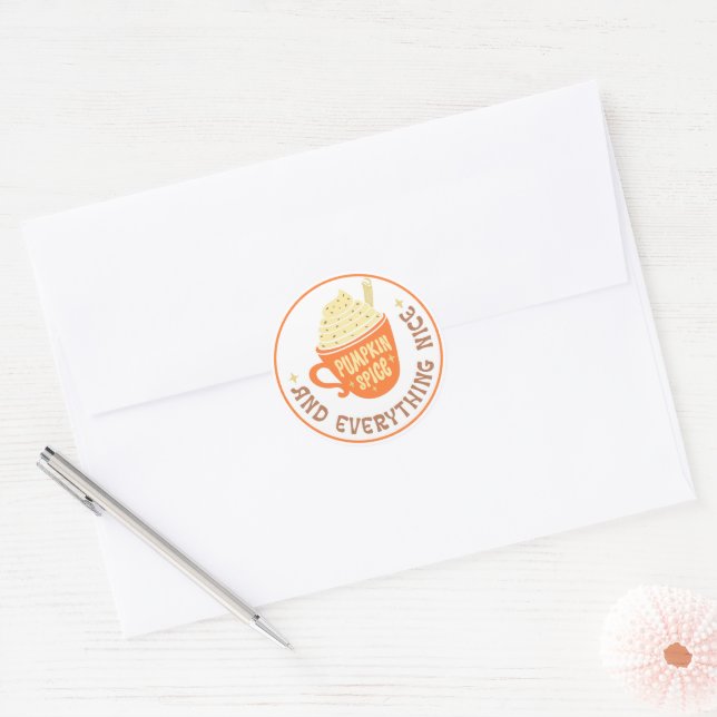 Sticker Rond Insigne d'épice citrouille automne (Enveloppe)