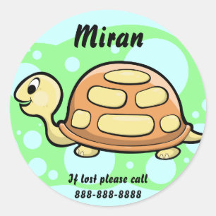 Sticker Rond Insigne d'identification de la tortue des enfants