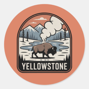 Sticker Rond Insigne Rétro du Parc de Yellowstone