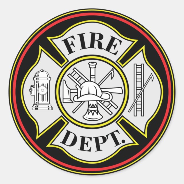 Sticker Rond Insigne rond du service d'incendie (Devant)