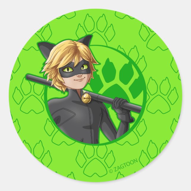 Sticker Rond Insigne vert Cat Noir (Devant)
