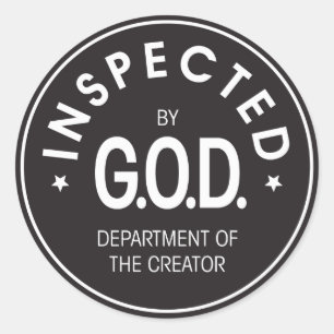 Sticker Rond Inspecté par Dieu
