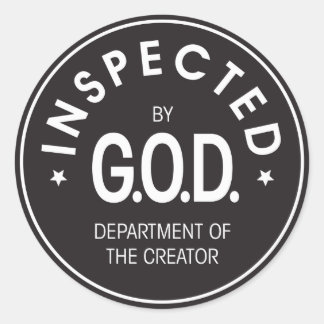 Sticker Rond Inspecté par Dieu