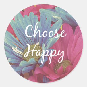Sticker Rond Inspirational Choose Happy Quote Affirmation
