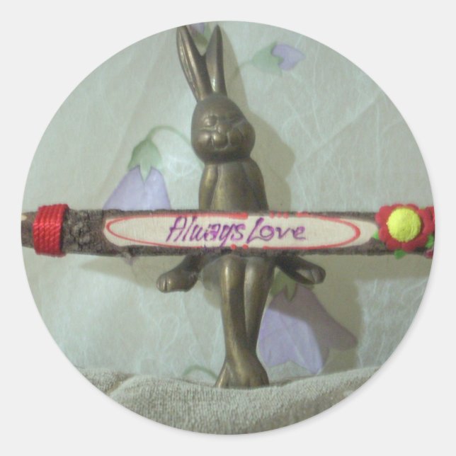 Sticker Rond Inspirational Rabbit : Always Love Sign Art Print (Devant)