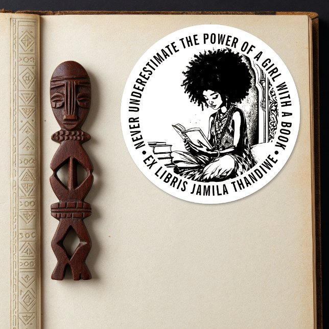 Sticker Rond Inspirer "Power of a Girl" Ex Libris Plaque (Créateur téléchargé)