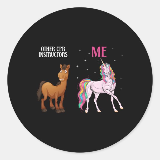 Sticker Rond Instructeur Cpr Unicorn Cpr Enseignant Cpr (Devant)