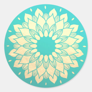 Sticker Rond Instructeur de méditation Yoga Studio Golden Manda