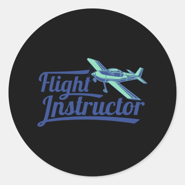 Sticker Rond Instructeur de vol Pilote formateur CFI Aviation (Devant)