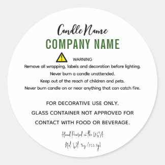Sticker Rond Instruction d'avertissement de bougie