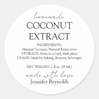 Sticker Rond Instructions pour bouteille d'extrait de noix de c
