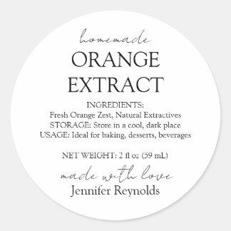 Sticker Rond Instructions sur la bouteille d'extrait d'orange m