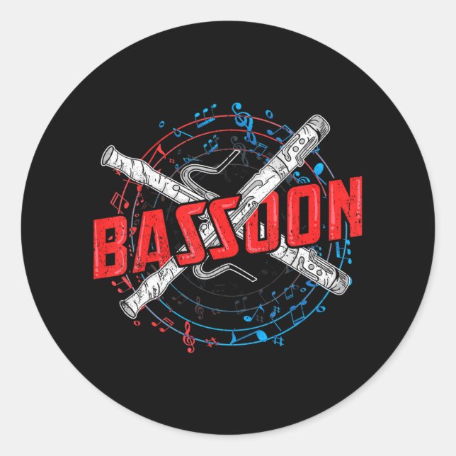 Sticker Rond Instrument de base bassooniste (Devant)