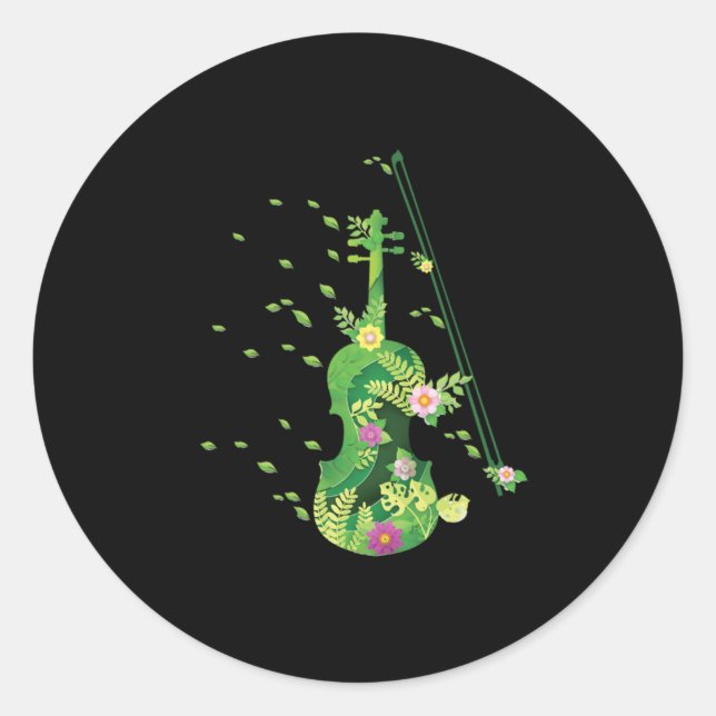 Sticker Rond Instrument de musique violoniste violon Orchestre  (Devant)