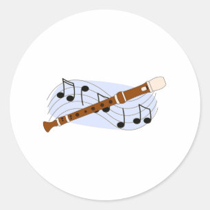 Sticker Rond Instrument d'enregistreur de musique