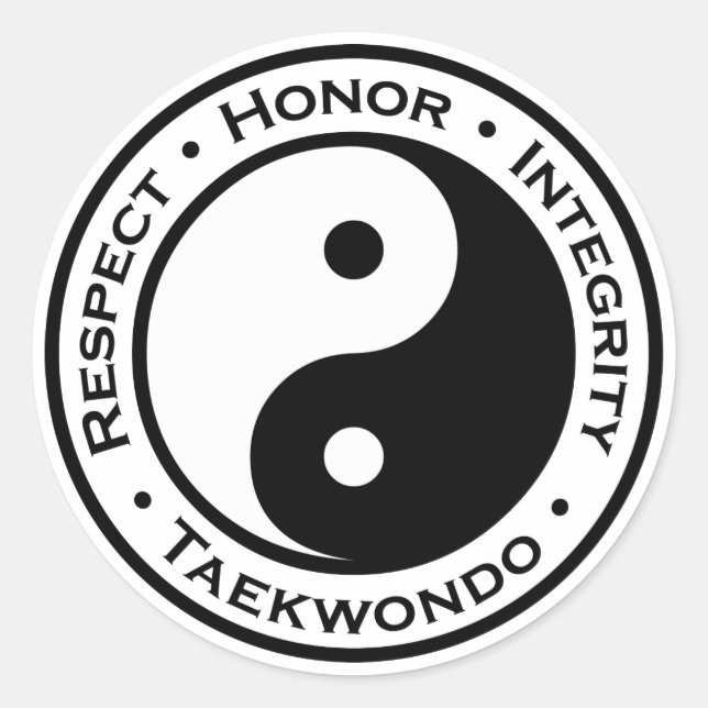 Sticker Rond Intégrité le Taekwondo d'honneur de respect (Devant)