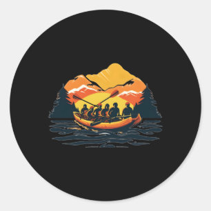 Sticker Rond Intense aventure en plein air Rafting d'eau blanch