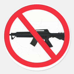 Sticker Rond Interdire les armes d'assaut