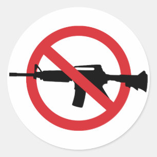 Sticker Rond Interdire les fusils d'assaut - Aucun symbole Lign