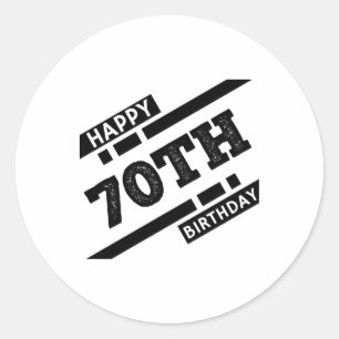 Sticker Rond Intéressant joyeux 70e anniversaire de typographi