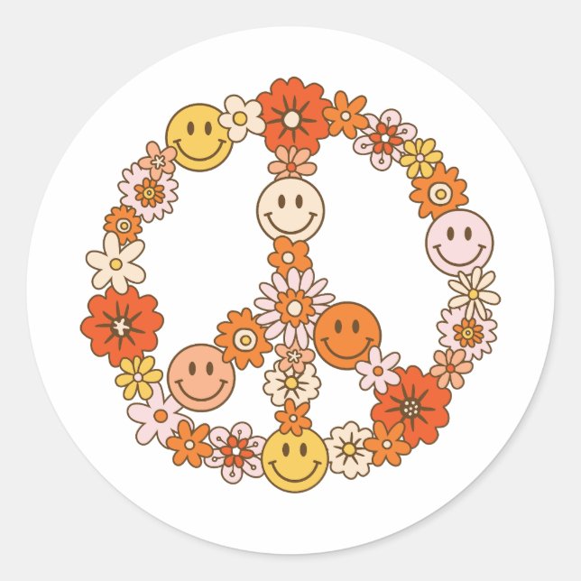 Sticker Rond International Day of Peace Love Flower (Devant)