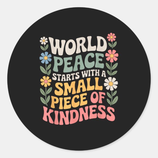 Sticker Rond International Peace Day Insring World Kindness Day (Devant)