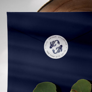 Sticker Rond Internationale > Japonais Blue Koi Fish Mariage