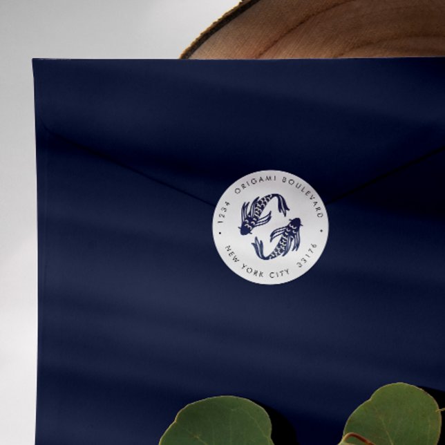 Sticker Rond Internationale > Japonais | Blue Koi Fish Mariage  (Créateur téléchargé)