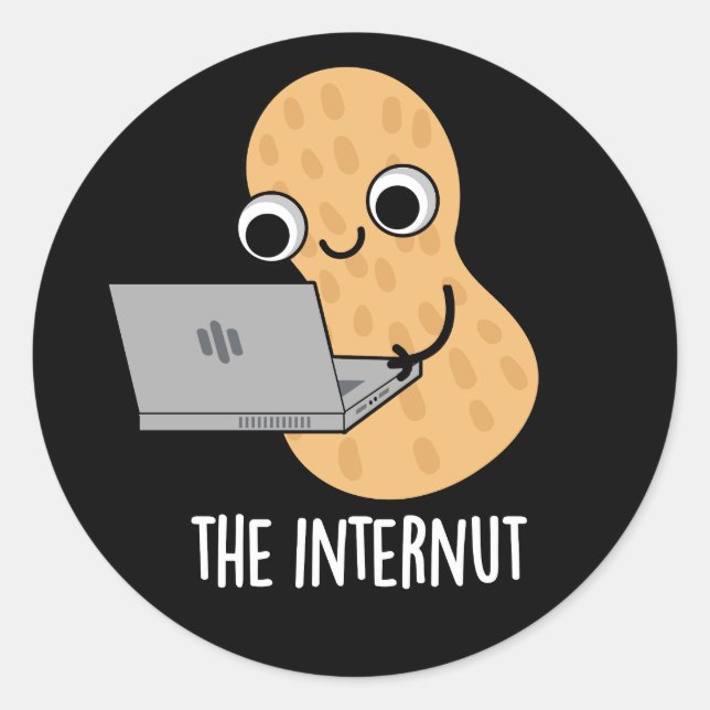 Sticker Rond Internut Funny Internet Peanut Pun Dark BG (Devant)