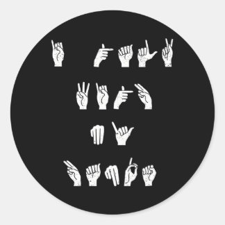 Sticker Rond Interprète des enseignes asl expert en langues des
