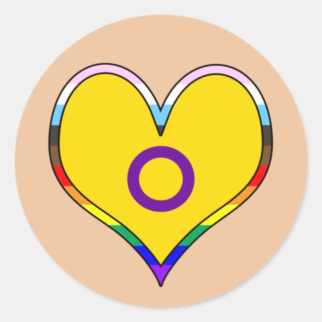 Sticker rond Intersex Pride Heart Classic (Devant)