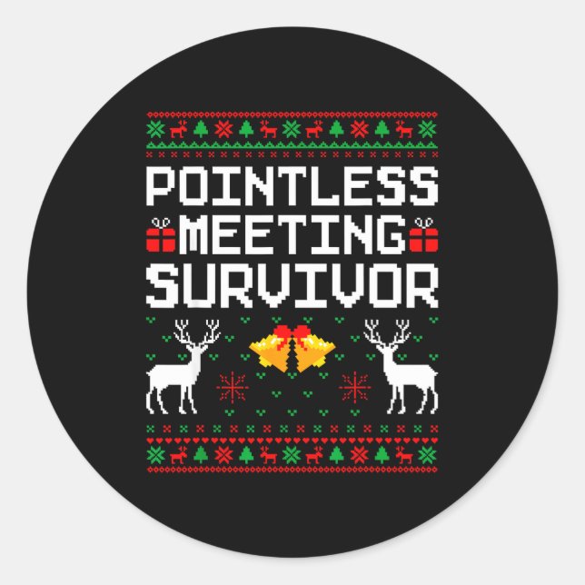 Sticker Rond Intless Meeting Survivor Ugly Christmas Sweater Of (Devant)