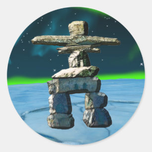 Sticker Rond Inukshuk Native American Spirit Stones