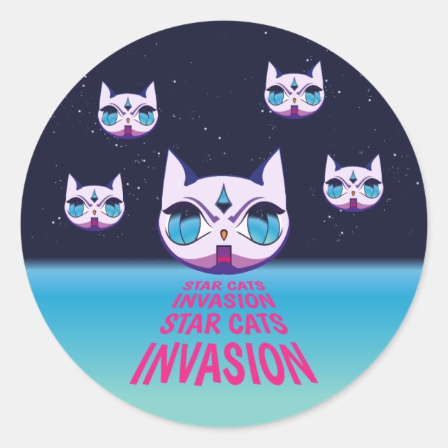 Sticker Rond Invasion Star Cats (Devant)