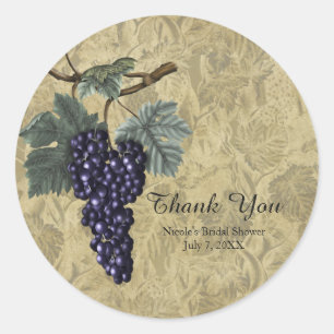 Sticker Rond Invitation à la dégustation de vin de raisin viole