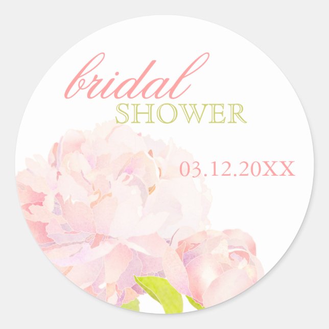 Sticker Rond Invitation à la douche nuptiale Spring Blush Peony (Devant)